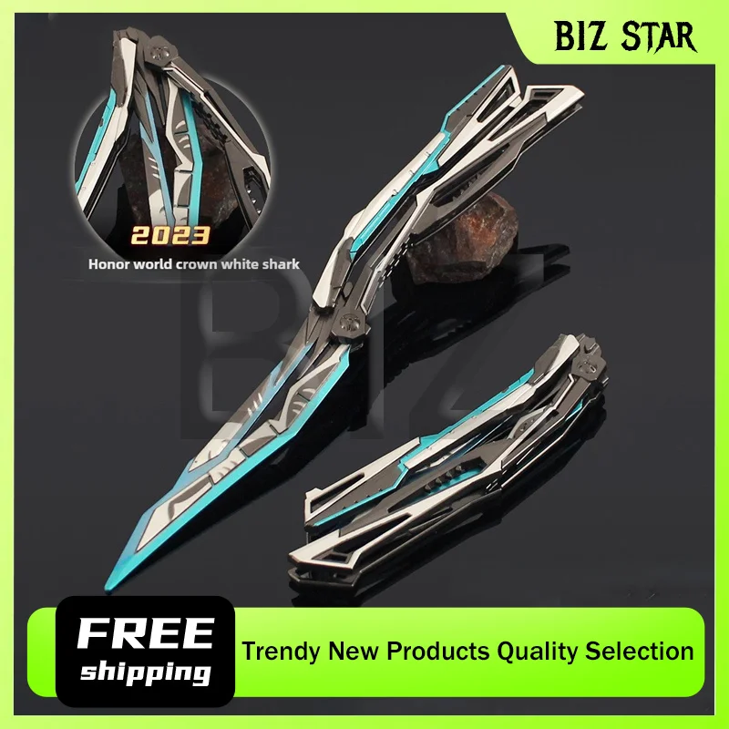 22 cm/8,66 pulgadas a través del juego periférico Blazing Mans cuchillo Glory World Crown cuchillo de entrenamiento espadas de juguete armas de Metal modelo adornos