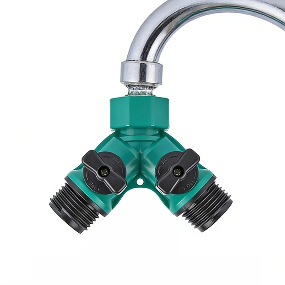 Garden Hose Splitter Garden Hose Connector with Faucet Watering Shut Off for Landscaping Flower Planting Irrigation ﻿