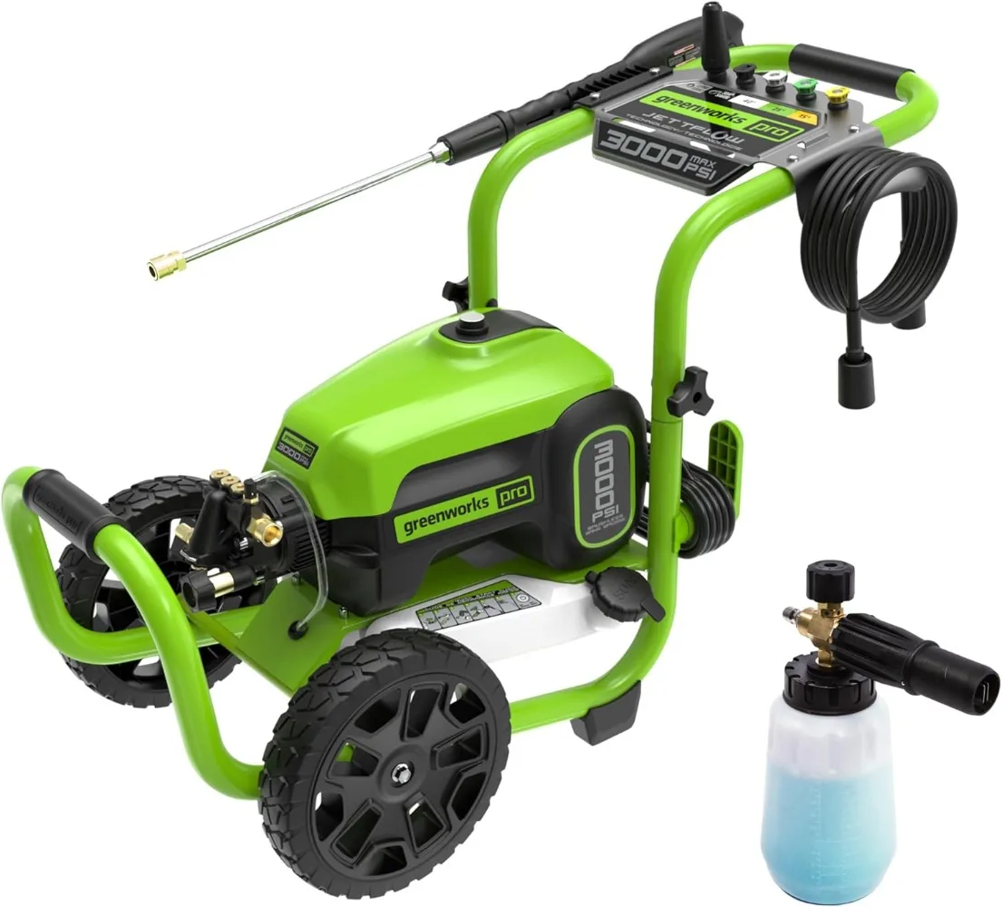 3000 PSI Pressure Washer (2.0 GPM Max) with Foam Cannon – Easily Remove Dirt and Grime on Siding, Fences, Patios