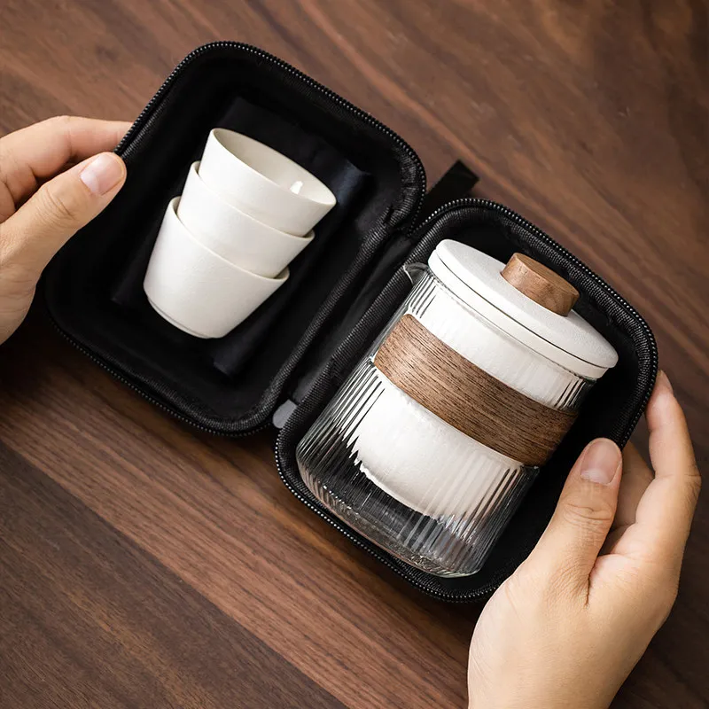 High End Outdoor Travel Portable Tea Set Quick Erve Cup With One Teapot And Three