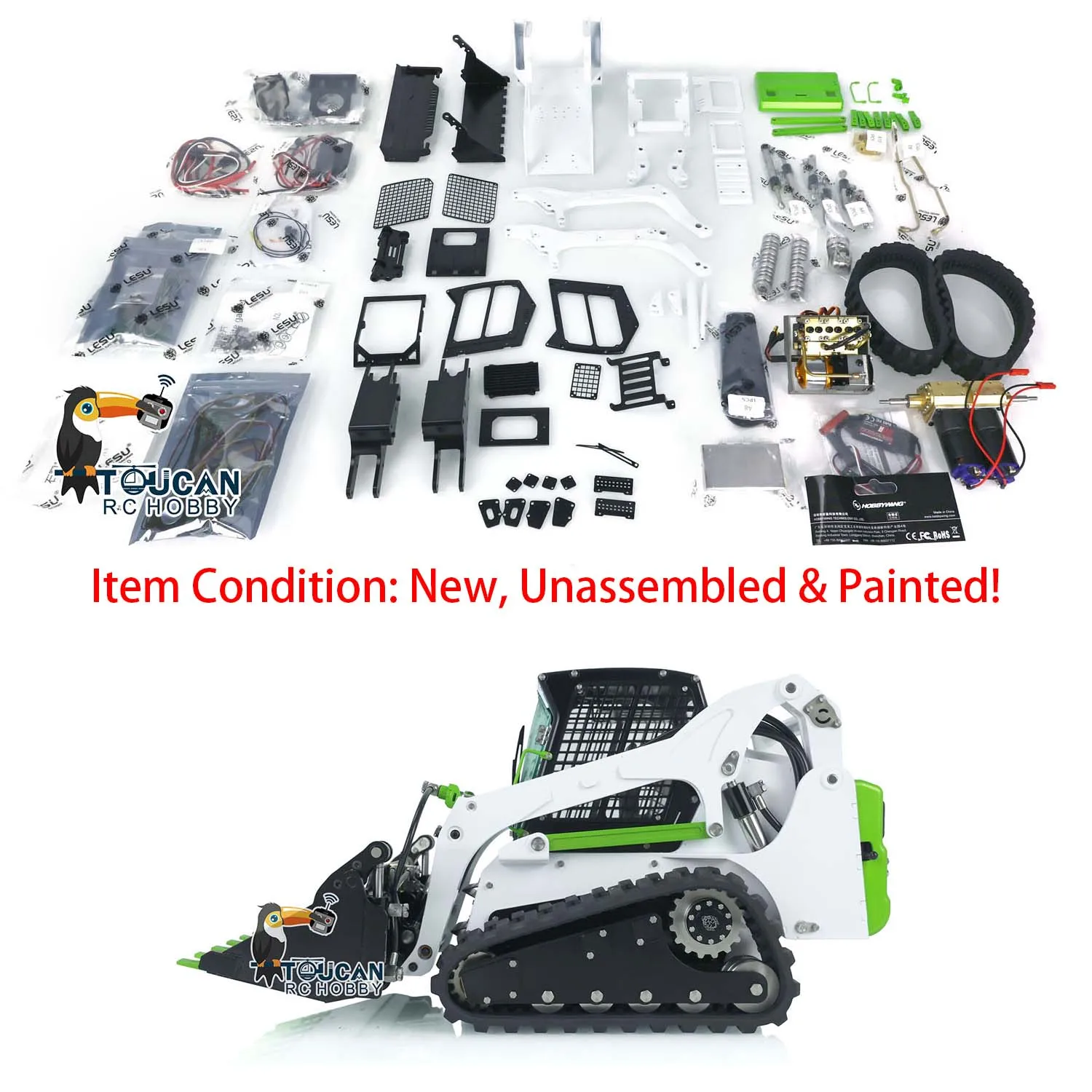 LESU Aoue LT5 RC cargador hidráulico KIT pintado escala 1/14 Skid-Steer coche con orugas vehículo de construcción sonido ligero modelo THZH1352