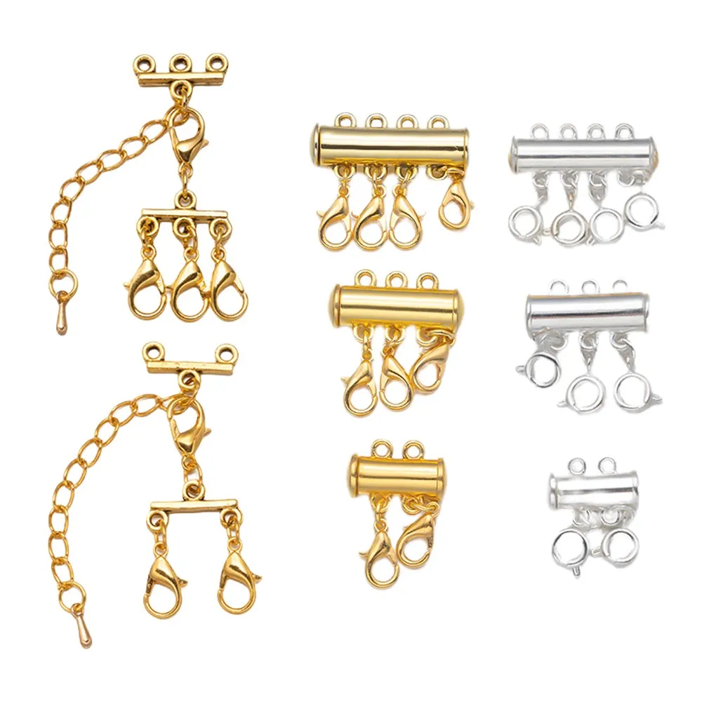 

2Pcs Gold Silver Multi Strand Clasps Double Row Extender Chains DIY Necklaces Bracelets Jewelry Making Connectors Supplies