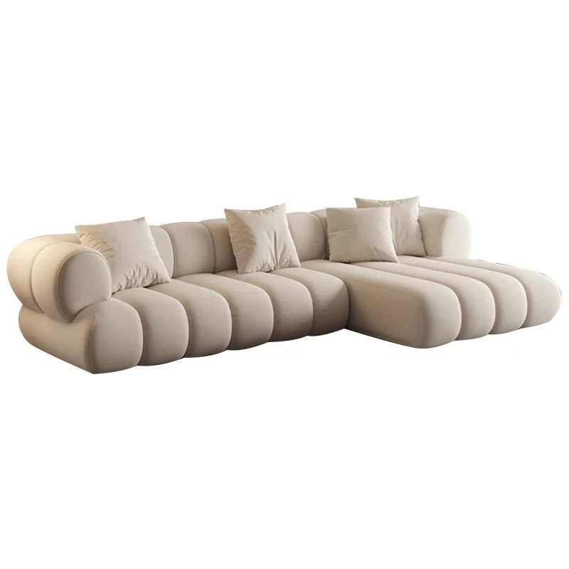 Cream Wind White Cashmere Living Room Sofa Small Family Lamb Velvet Sofa Square Module Sofa Combination