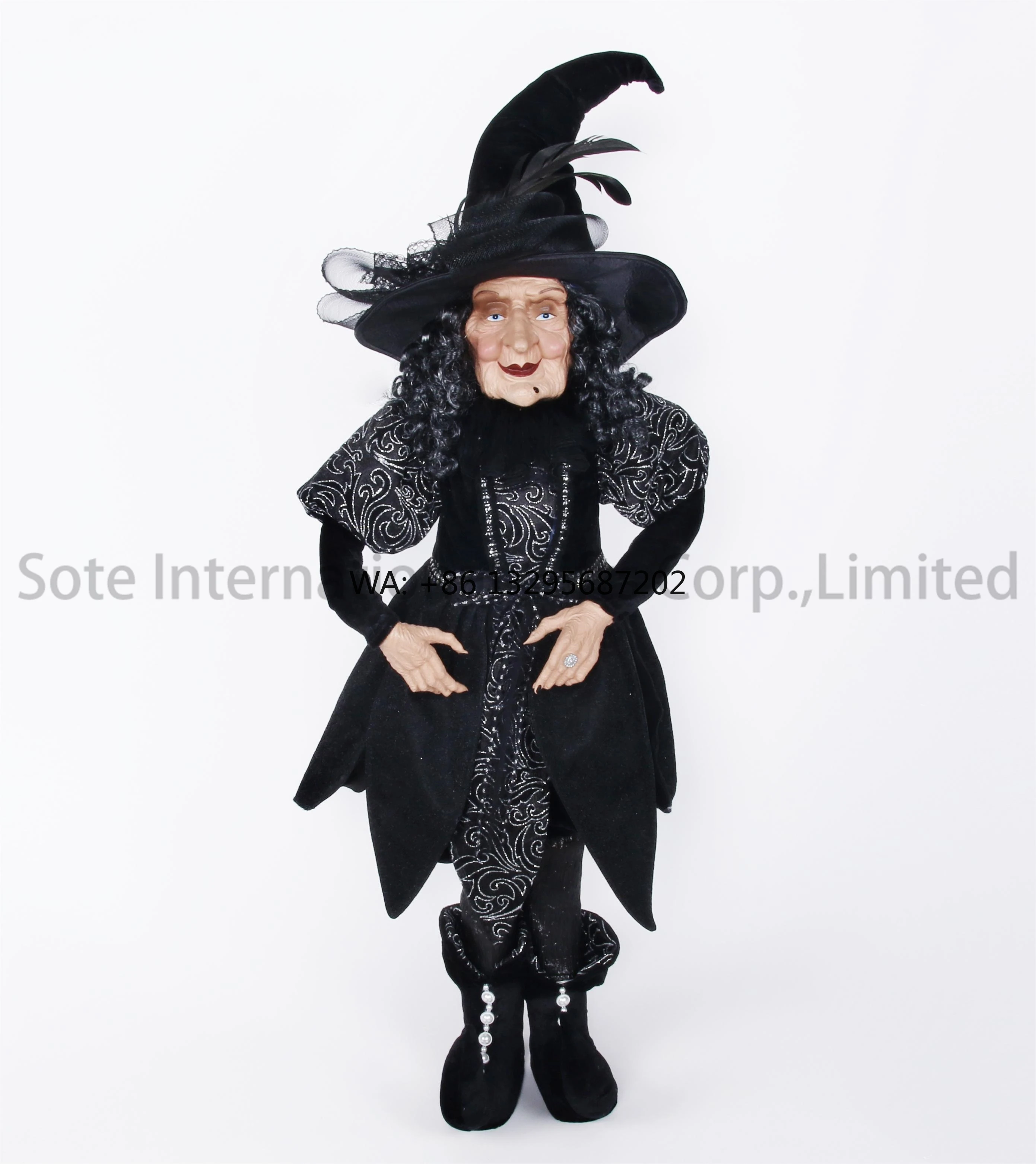 

SOTE 90CM Hot Sale Halloween Witch Party Decoration Black Hat Witch Doll for Haunted House Yard Lawn Decorations