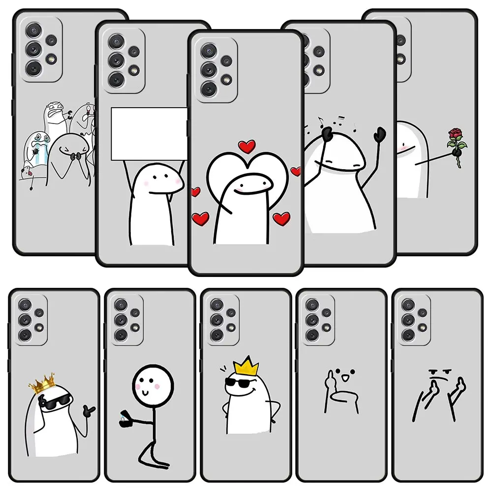 Case For Samsung A17 A15 A13 A51 A71 A41 A31 A07 A05S A35 A55 A23 A25 A33 A53 A73 A57 A37 5G Cover Cute Matchstick Men Couple