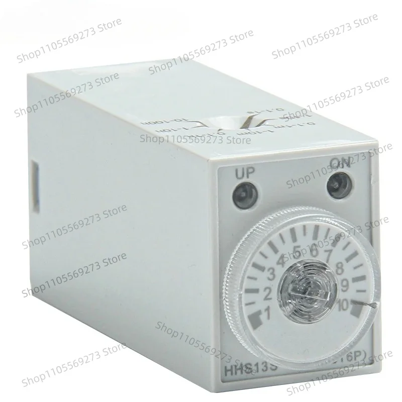 HHS13S ST6P-2 Time Relay with Socket Base, Compatible with 13S-1 H3Y-4 Timer Relay, AC DC 12V 24V 220V (Specification Optional)