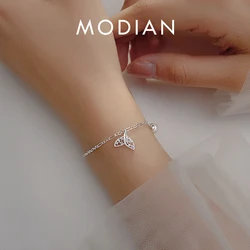 Modian Elegant 925 Sterling Silver Mermaid Tail With Charms Adjustable Anklet Leg Chain For Women Charm Clear CZ Foot Jewelry