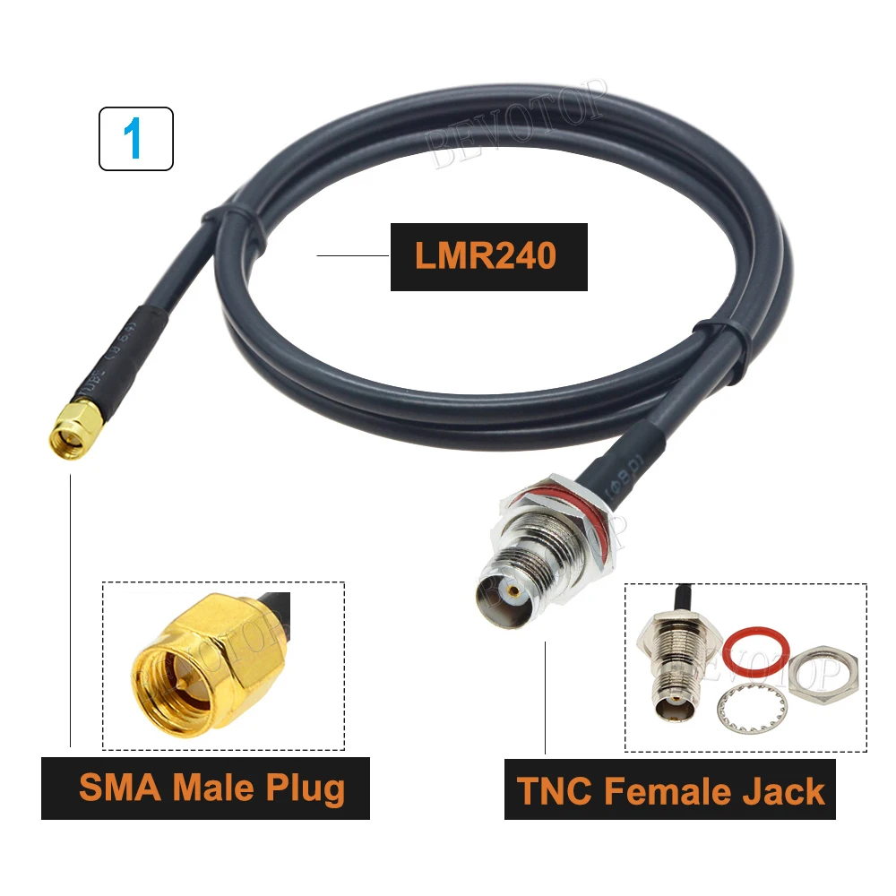 TNC Female Bulkhead to SMA Male/Female Connector LMR240 Cable 50ohm Low Loss 50-4 Pigtail RF Coaxial Extension Jumper