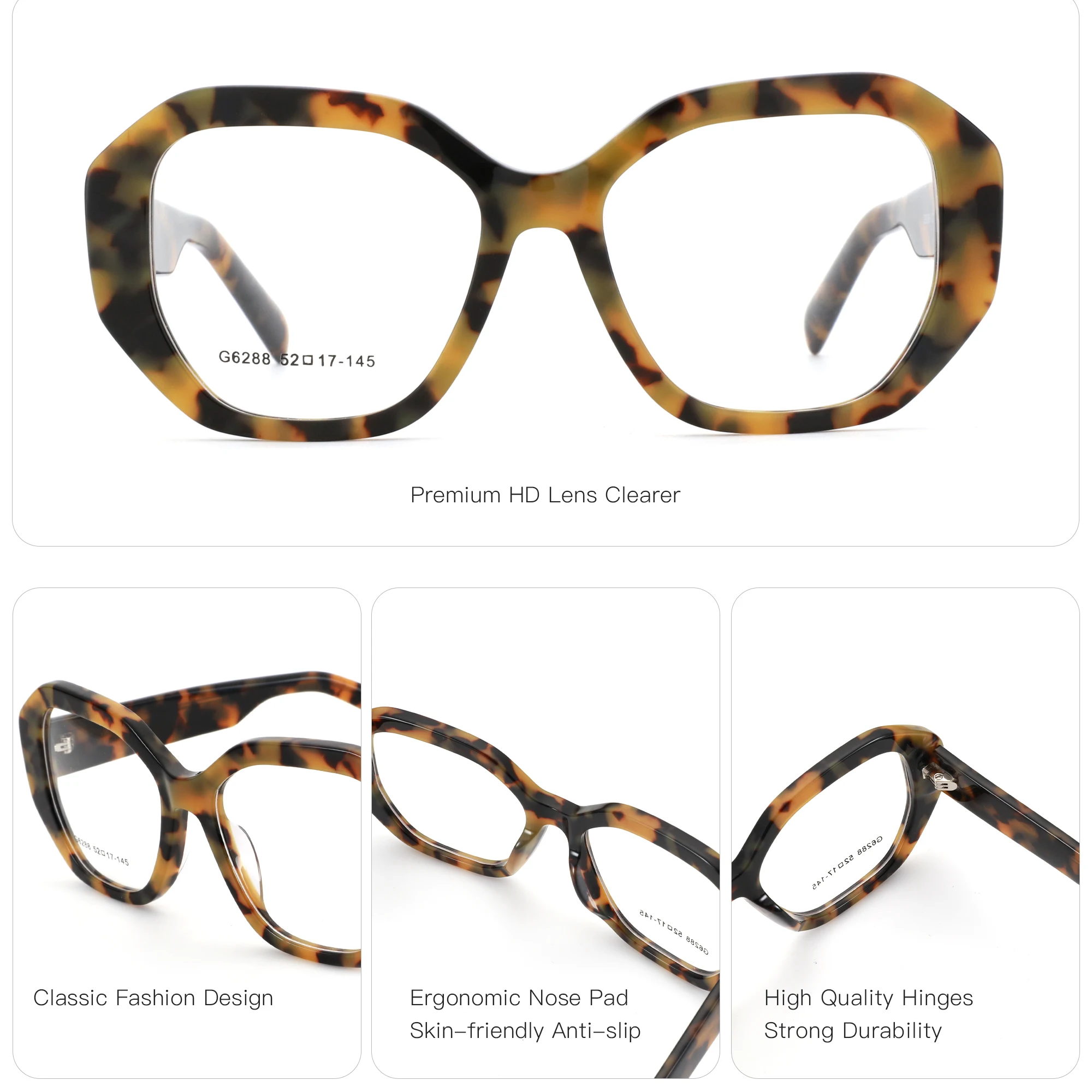 BLUEMOKY 2025 New Popular Polygon Prescription Eyeglasses for Women Acetate Anti Blue Light Photochromic Optical Glasses