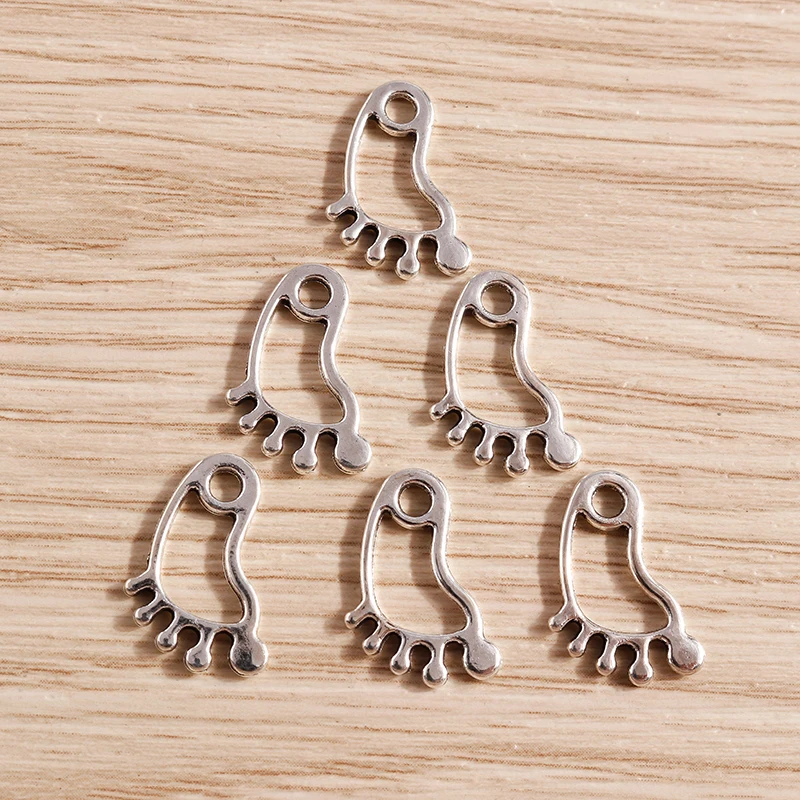 Tusember 50 Stück Legierung 10*14mm Niedliche Baby-Fußabdruck-Anhänger für Halsketten Ohrringe Handgemachte Modeschmuck-Herstellung Anhänger – Detail 11