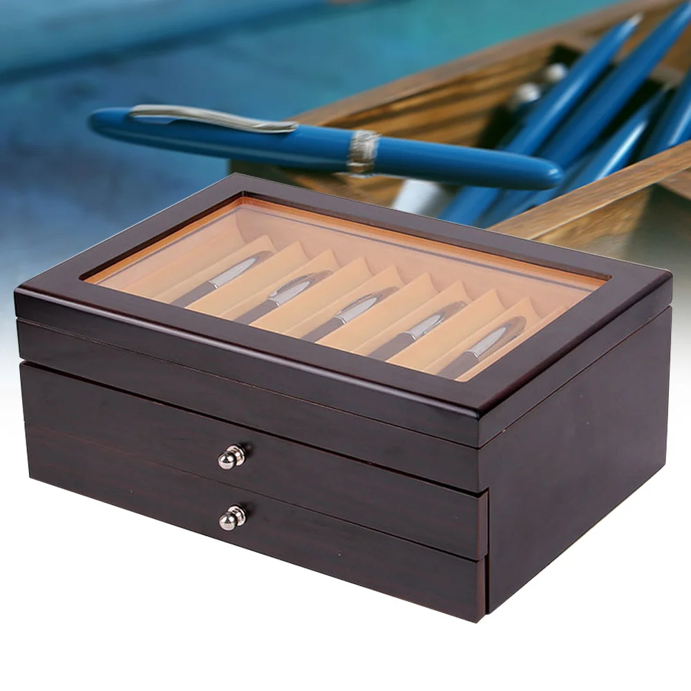 Pen Display Case 3 Layer Large Capacity Pen Storage Box, Retro Collection Box, Pens, Ballpoint Pens, Marker  Pens Display Box