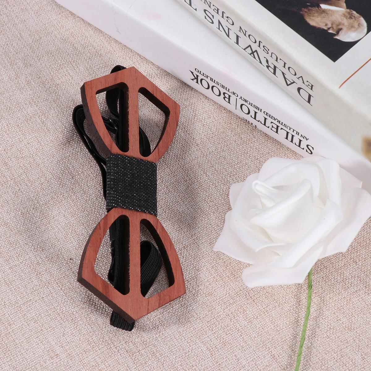 

Bow Hollow Bowtie for Wooden Bow Tie Men Wedding Decor Elastic Band One Size Fits All Durable Wooden Accessories