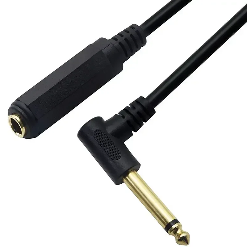 Microphone Audio 6.3/6.35/6.5mm Male To Female Mono Elbow Audio Cable Connection Line 0.5m