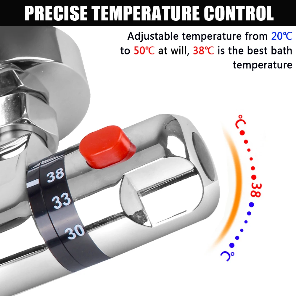 Imagem -02 - Válvula de Mistura do Banheiro Torneira da Banheira Ferramenta do Banheiro Misturador Quente e Frio Termostática Torneira do Chuveiro Termostática