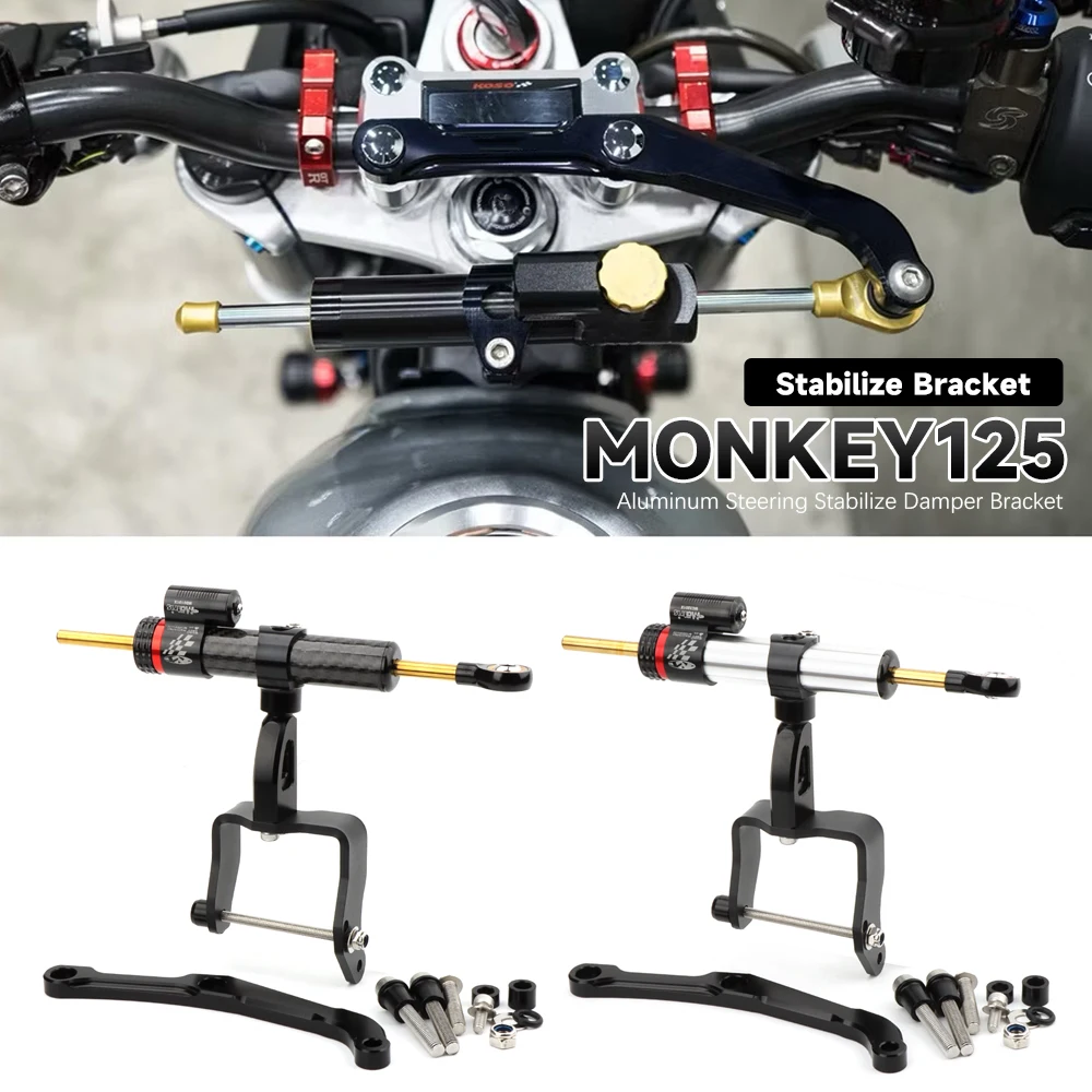Für Honda MONKE125 Monkey 125 2019-2025 Motorrad-Zubehör Lenker-Stabilisator Dämpfer Halterung CNC-Montage-Kit