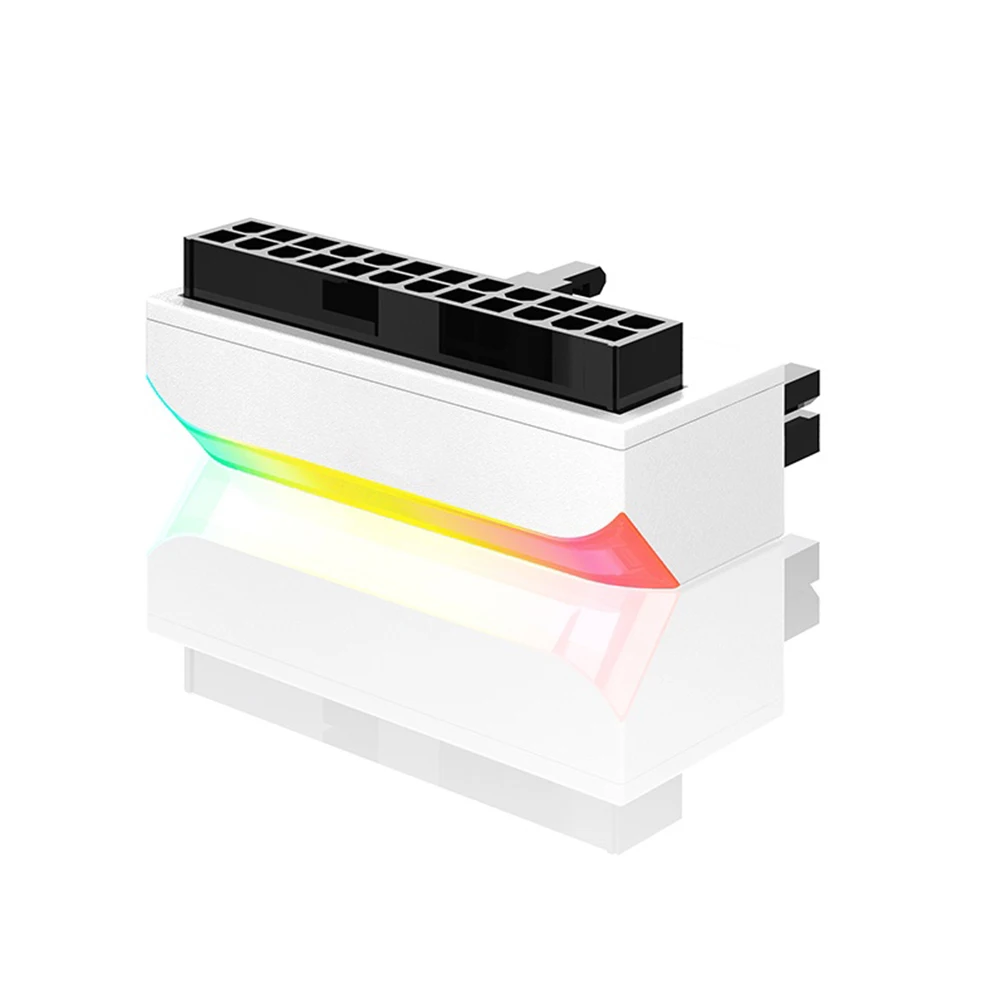 ATX 24Pin إلى 90 درجة اللوحة الأم موصلات الطاقة أجزاء الكمبيوتر موصل إمداد الطاقة 5 فولت 3-pin ARGB لتقوم بها بنفسك تصاعد