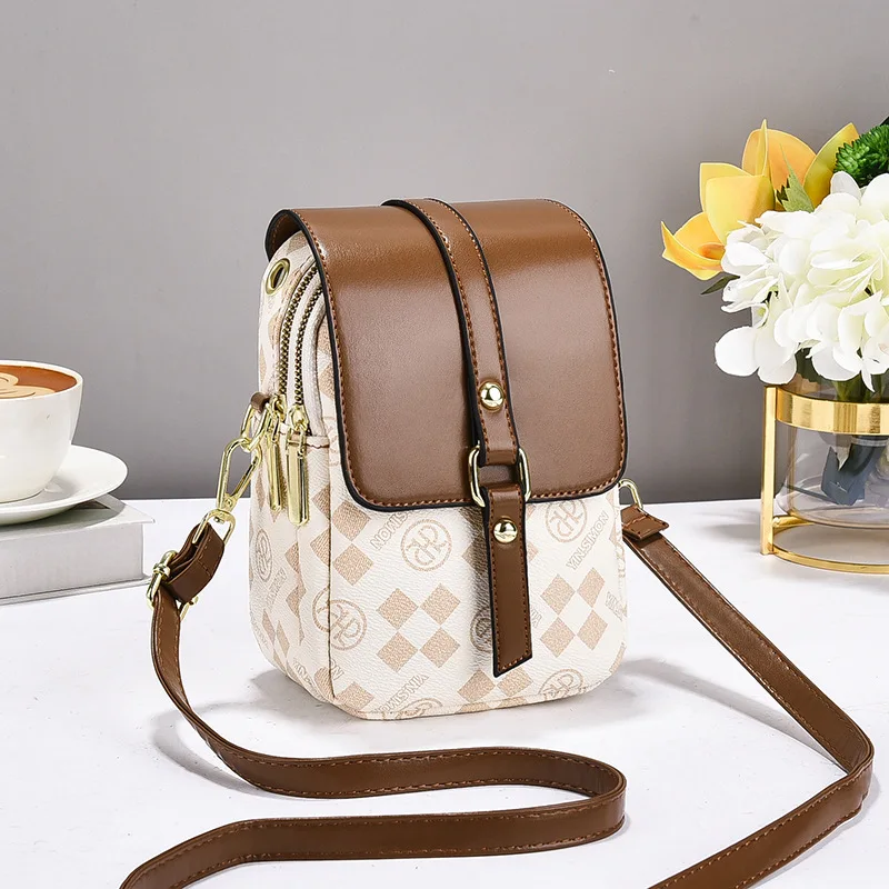 Fashion and Casual PU Soft Leather Women's Shoulder Crossbody Bag, Mini Mobile Phone Change Storage Bag