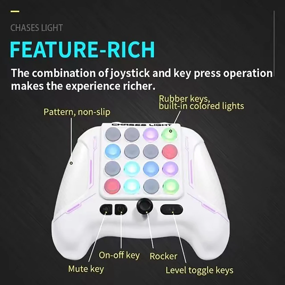 999 Level Electronic Pop Push Quick Push Game Console with RGB LED Lighting Suitable for Adult and Child Fidget Toys Christmas