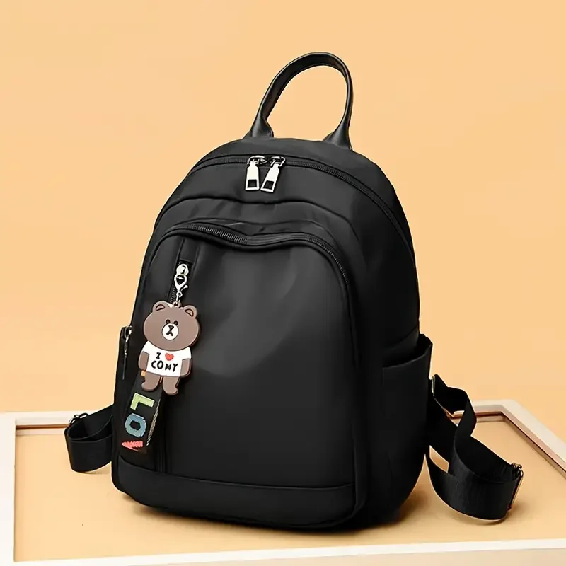 Mochila negra con cremallera, mochila versátil con correa ajustable, bolsa de libros informal, Bolsa Escolar Simple, juego de Camping, bolsa de entrega