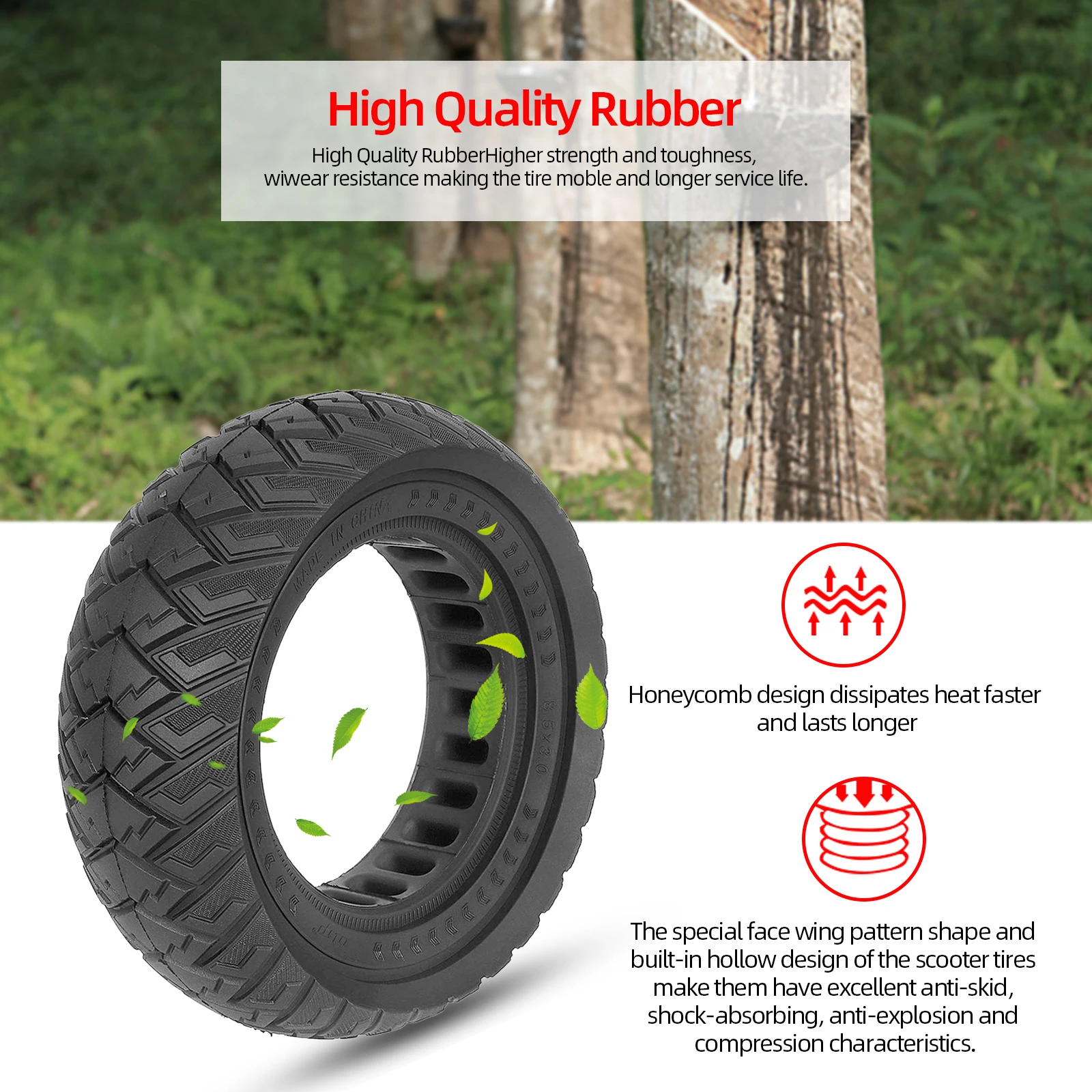 Ulip 8.5Inch 8.5x3 Off-Road Solid Tire For Vsett 8 9+ KuKirin G2 Pro Zero8 9Pro Scooter Wear-resistant Puncture-proof Tire Parts