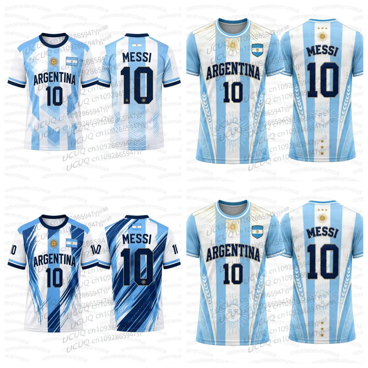 2026 Summer Argentina Flag Print Soccer Jersey NO.10 Messi Men's Women's Boy's Girl's Sports Tees Soccer Fans Kid T-shirt