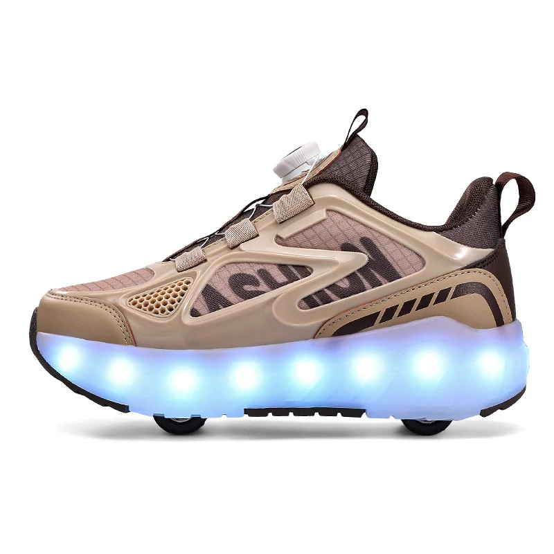 Children's Four Wheels Luminous Roller Shoes Boys' and Girls' Flying Shoe Students' Shoes with Detachable Wheels for Sports
