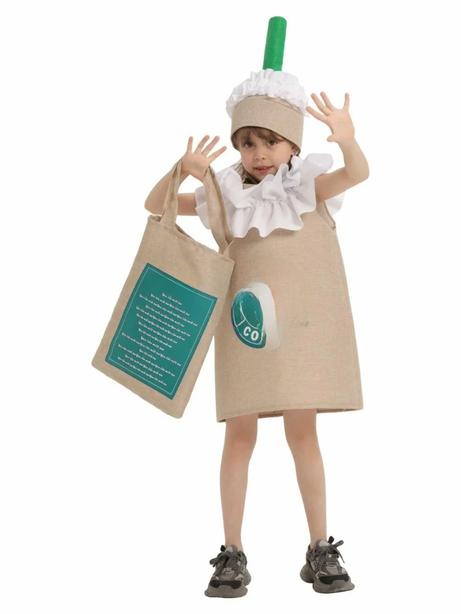 새로운 로우인 스타 라떼 어린이 공연 의상 커피 코스프레 학교 재미있는 공연 의상 폴리에스터 소재