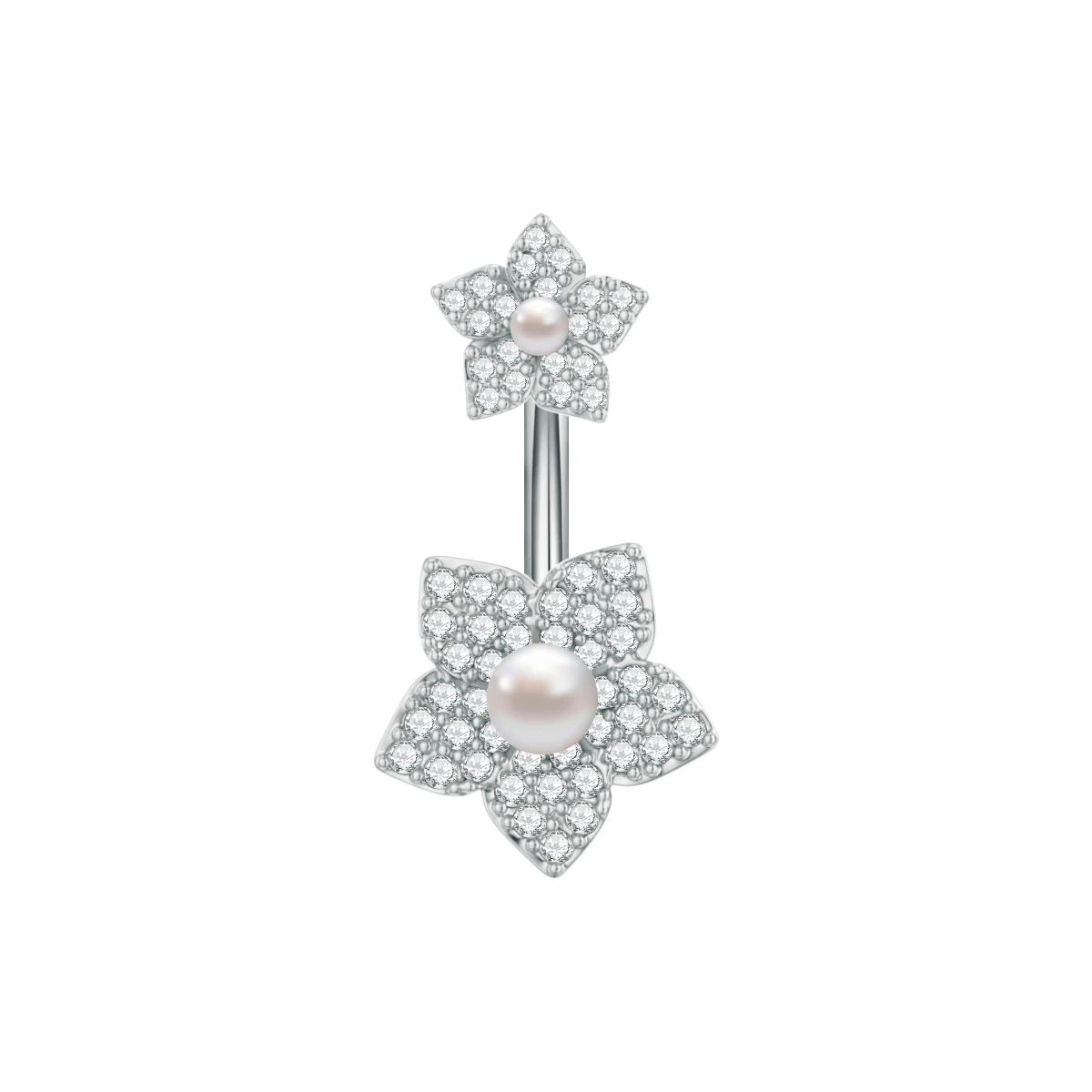 Crown Heart Dangled Belly Button Rings with Butterfly Drop
