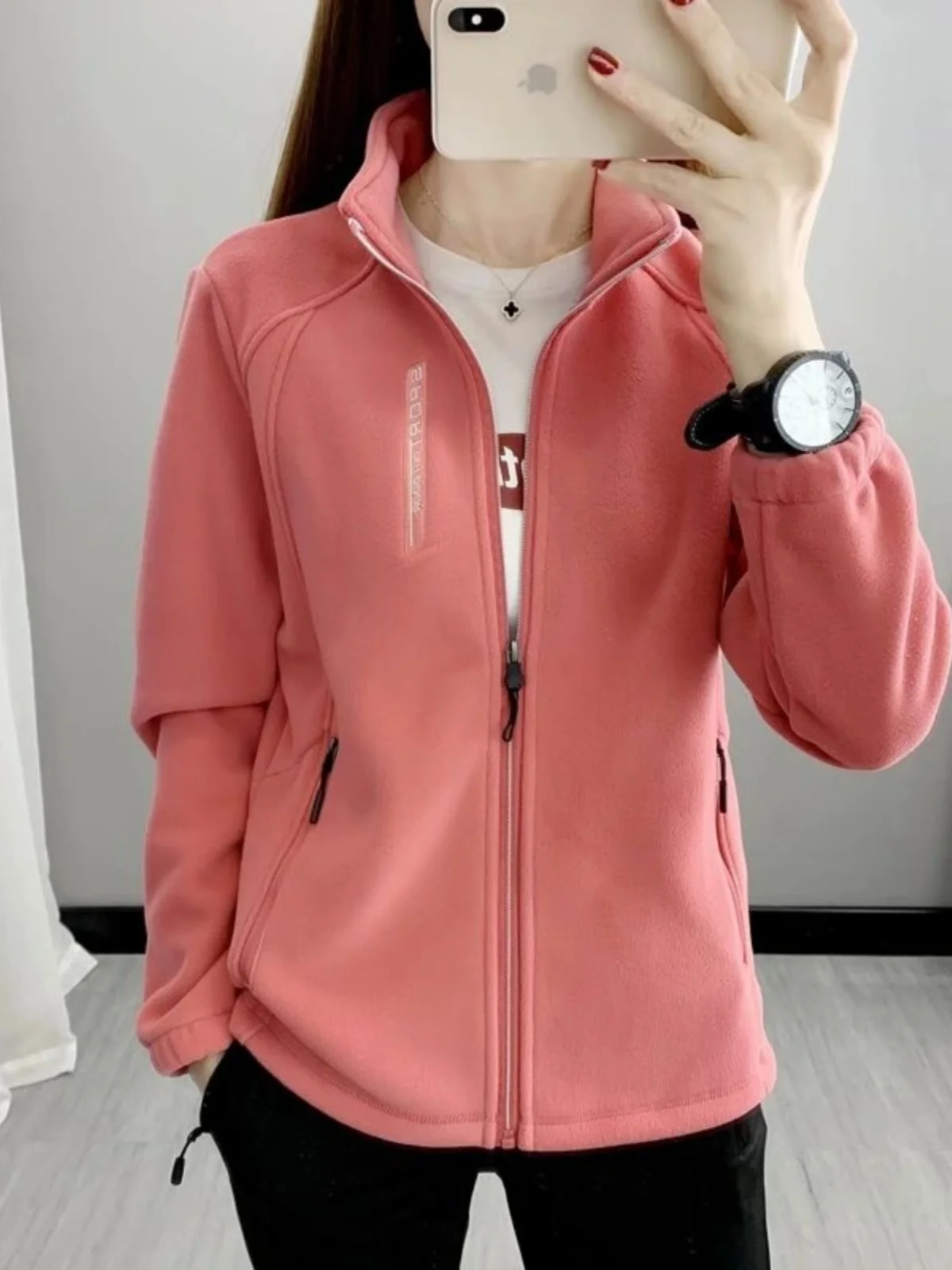 Damen Thi Stehkragen Mehrfarbig Jaet Loose Fit Long Sve Reißverschluss Street Sle Spring Oberbekleidung