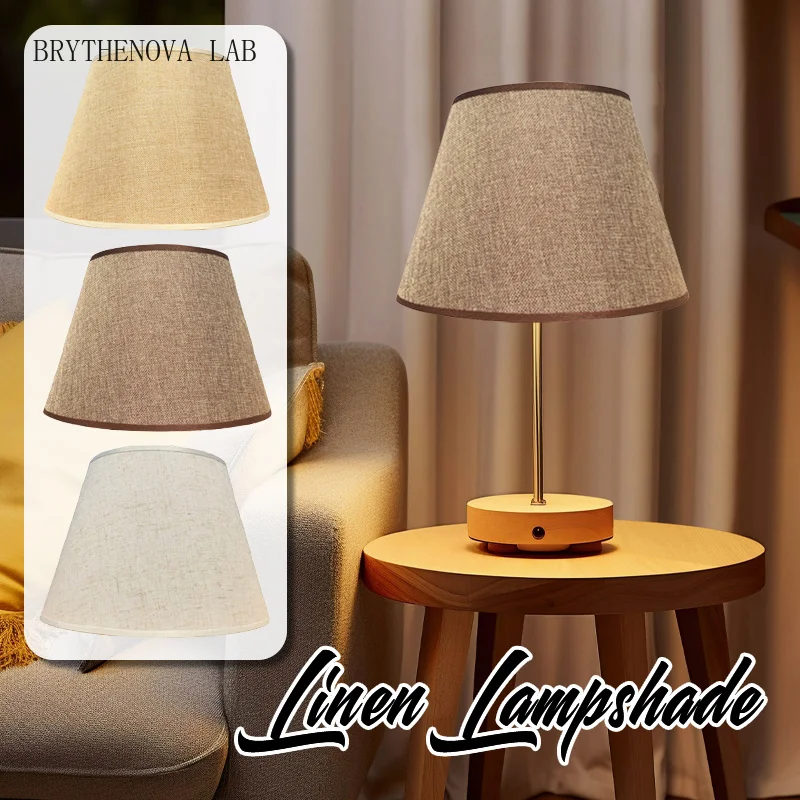 Table Lamp Shade Retro Linen Fabric Lampshade Bedroom Bedside Studies Lamp Hotel Wall Lampshade Floor Light Cover E27