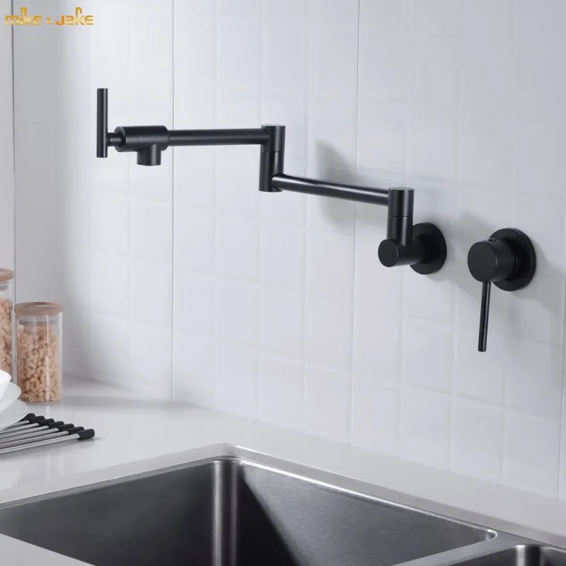 Wall mounted cold and hot kitchen faucet washbasin extendable extended foldable and pull-out cooktop faucet