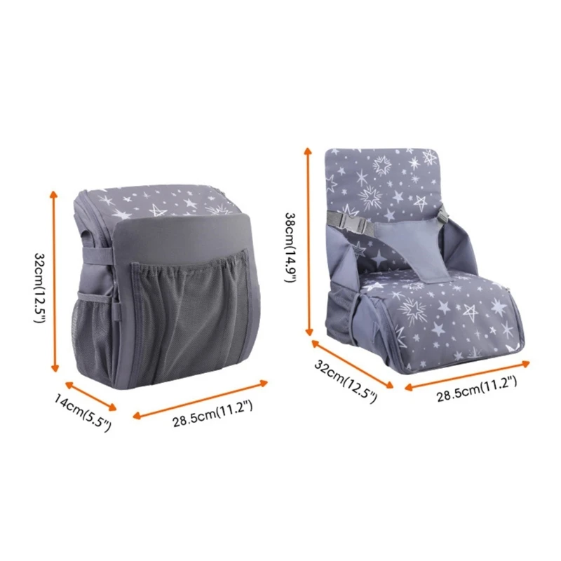 Portable Child Booster Cushion Converts to Stylish Travel Bag Diaper Organiser