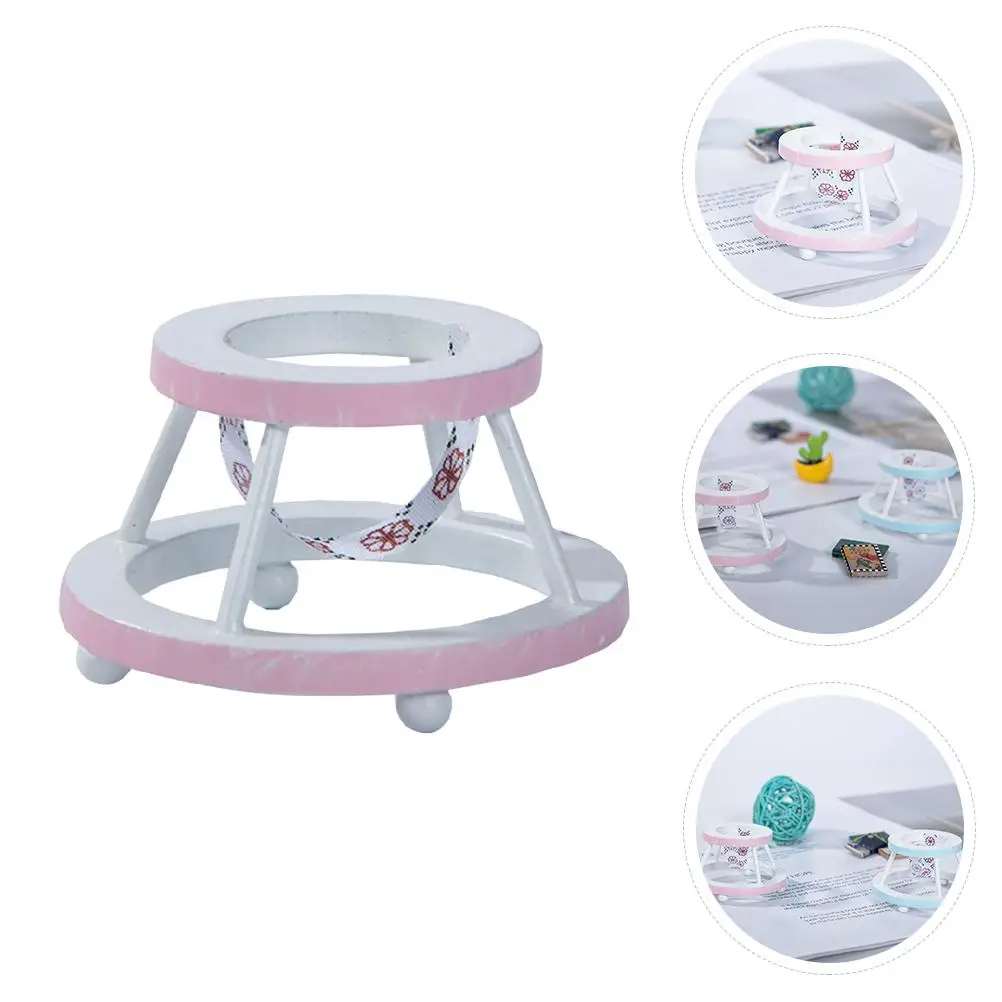 Wooden Baby Walker Miniature Realistic Design Smooth Craft Student Toy Furniture House nament Photo Prop Mini