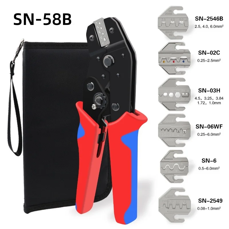 

SN-58B SN-48B Terminal Crimping Pliers Kit Pressed Pliers Electrician Tools Crimping Electrical Terminals Crimper with 6 Jaws