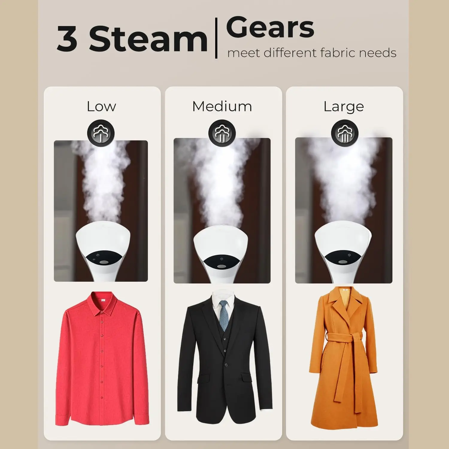 مكواة بخار للملابس، تسخين 20 ثانية، 3 إعدادات، قاعدة سيراميك، 13 فتحة تهوية، مزيل تجاعيد 2 في 1، محمول وجاهز للسفر