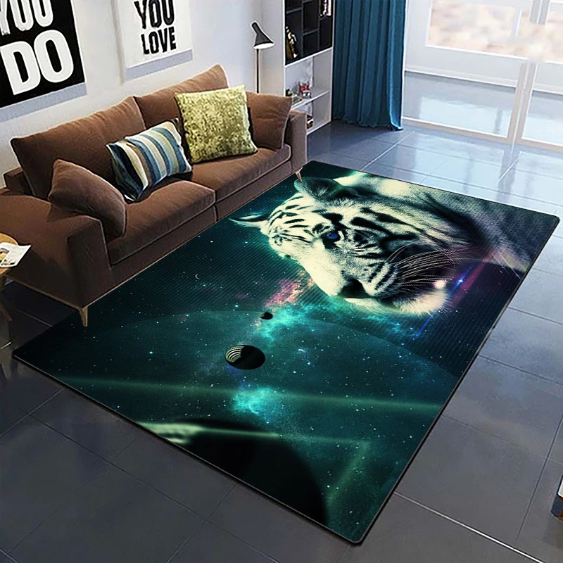 Domineering Tiger 3D Printed Carpets for Living Room Bedroom Decor Jungle Animals Carpet Home Bedside Floor Mat Play Area Rugs