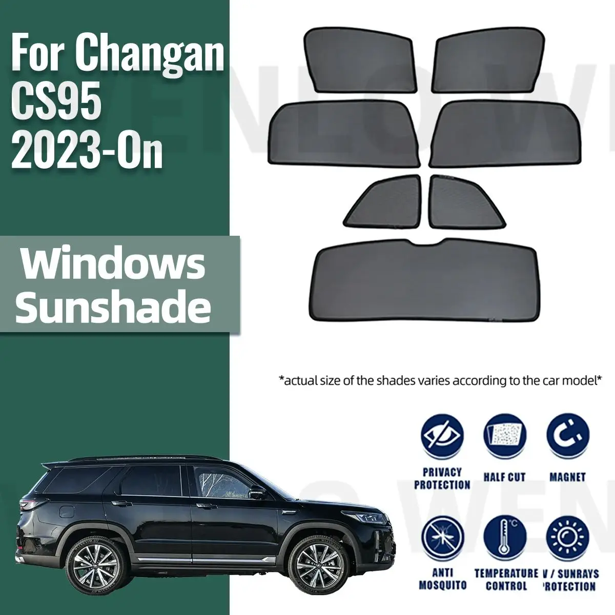 

For Changan CS95 2023 2024 Car Sunshade Shield Magnetic Front Windshield Frame Curtain Rear Side Window Sun Shades Visor