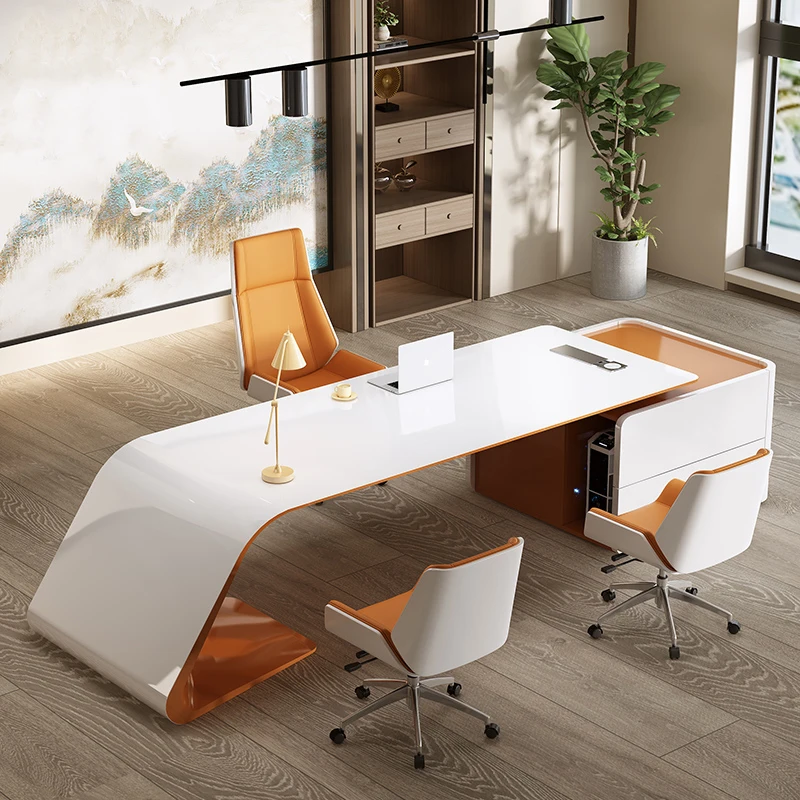 Escritorio Ejecutivo Moderno Blanco, Escritorio de Computadora Simple y Ergonómico, Escritorio Ejecutivo para Escribir, Escritorios de Computadora Estéticos, Muebles