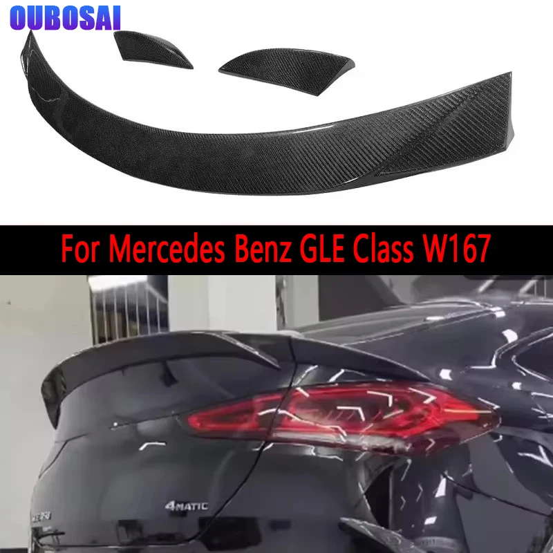 

For Mercedes Benz GLE Class W167 GLE53 GLE63 Carbon Fiber Tail fins Rear Trunk Spoiler Guide Wing Rear Wing Body Kit