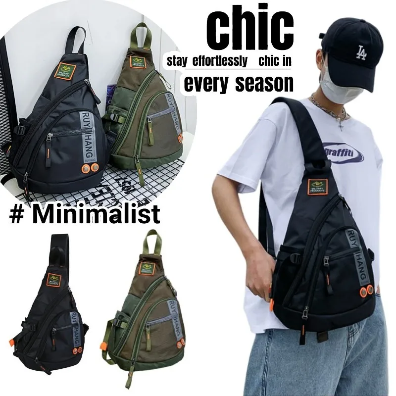 New Men Fashion Crossbody Bags Outdoor Waterproof Large Capacity Chest Bag Sports Travel Multi-Pocket Nylon Travel Shoulder Bags
