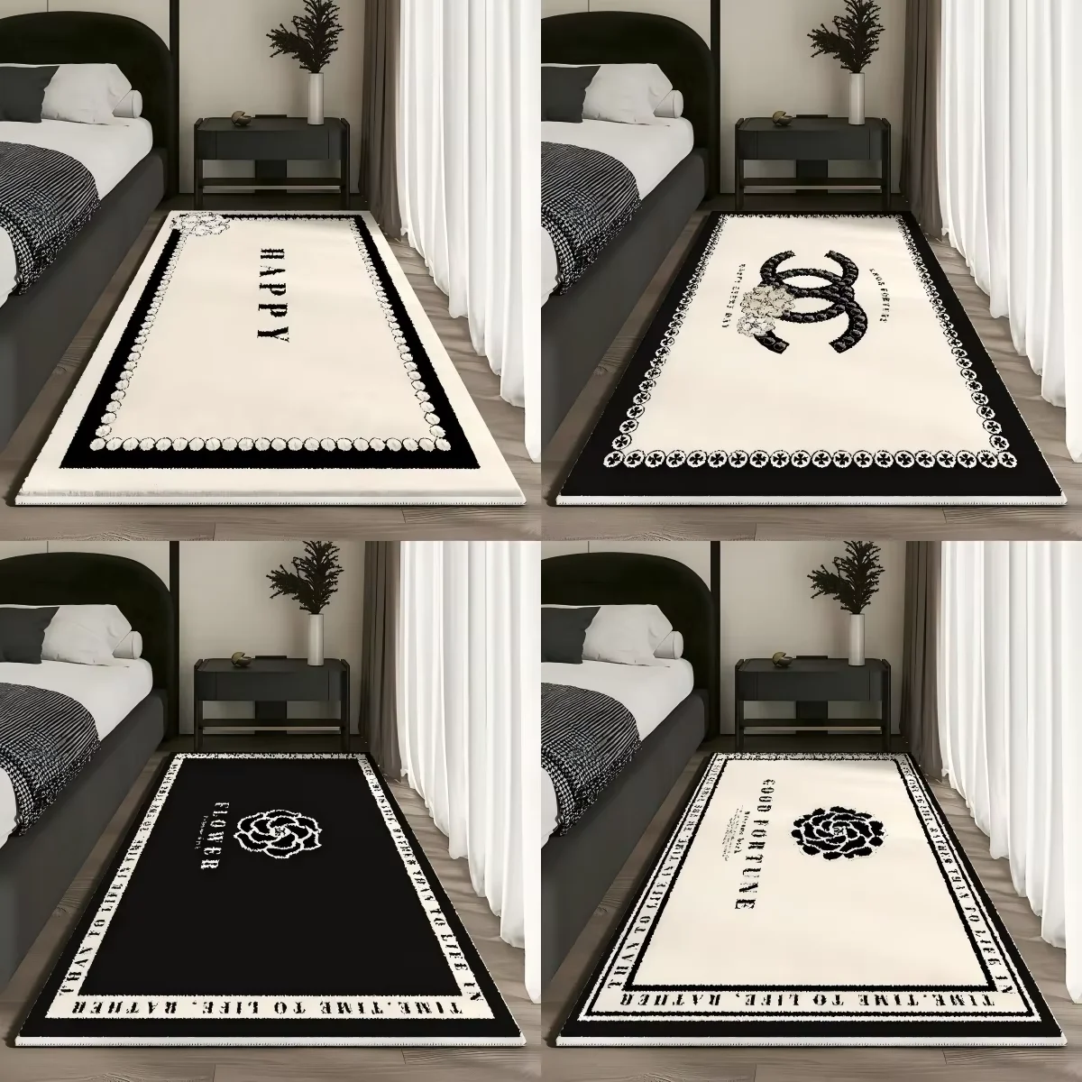 سجادة VIKAMA صغيرة على الطراز الفرنسي مع رمل رفيع للغاية لملمس فاخر وراقي في غرفة المعيشة.