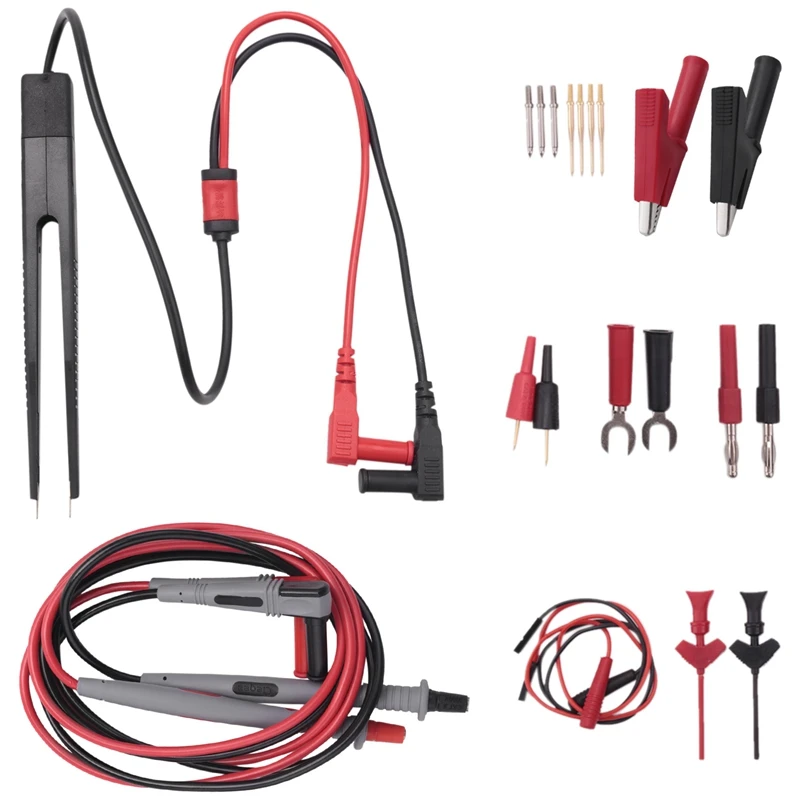 Multimeter Test Leads Kit Digital Electrical Test Probes Set With Alligator Clips Mini Grabber Test Hook Clips Tweezer