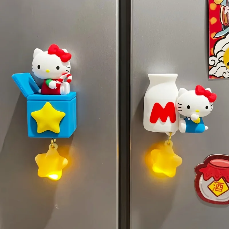 

New Genuine Sanrio Hello Kitty Blind Box Light Up Star Magnetic Fridge Magnets Cute Kitchen Dining Decor Ideal Gift