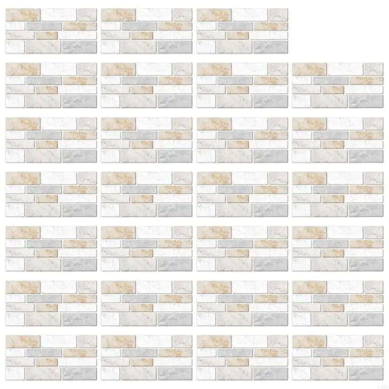 2025 Nuevo 27pcs imitación mármol ladrillo pegatinas azulejos bricolaje adhesivo adhesivo pegatina pared