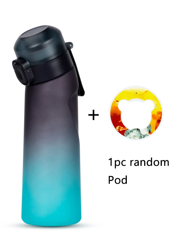 YOCITY 1 Stück 650 ml aromatisierte Wasserflasche mit zufälligen 1 Aromapseln Luftwasserflasche Frosted Black Air Camping Sport Fitness Cup 7