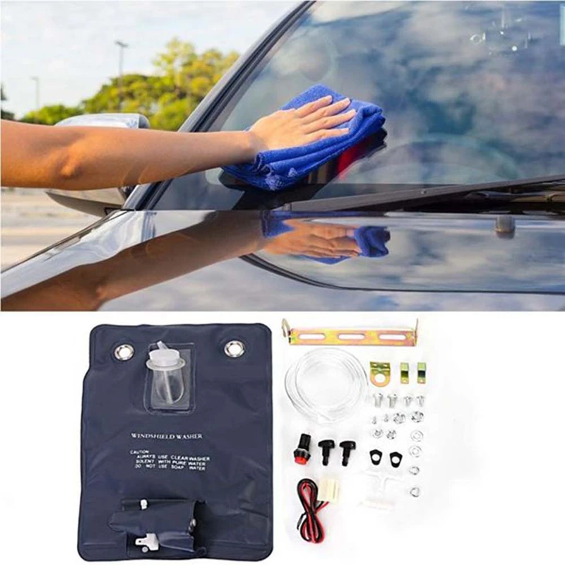 12V 1 Liter Water Capacity Car Window Cleaning Windscreen Windshield Washer Auto Washer Pump Bag Kit 151286776374 2021