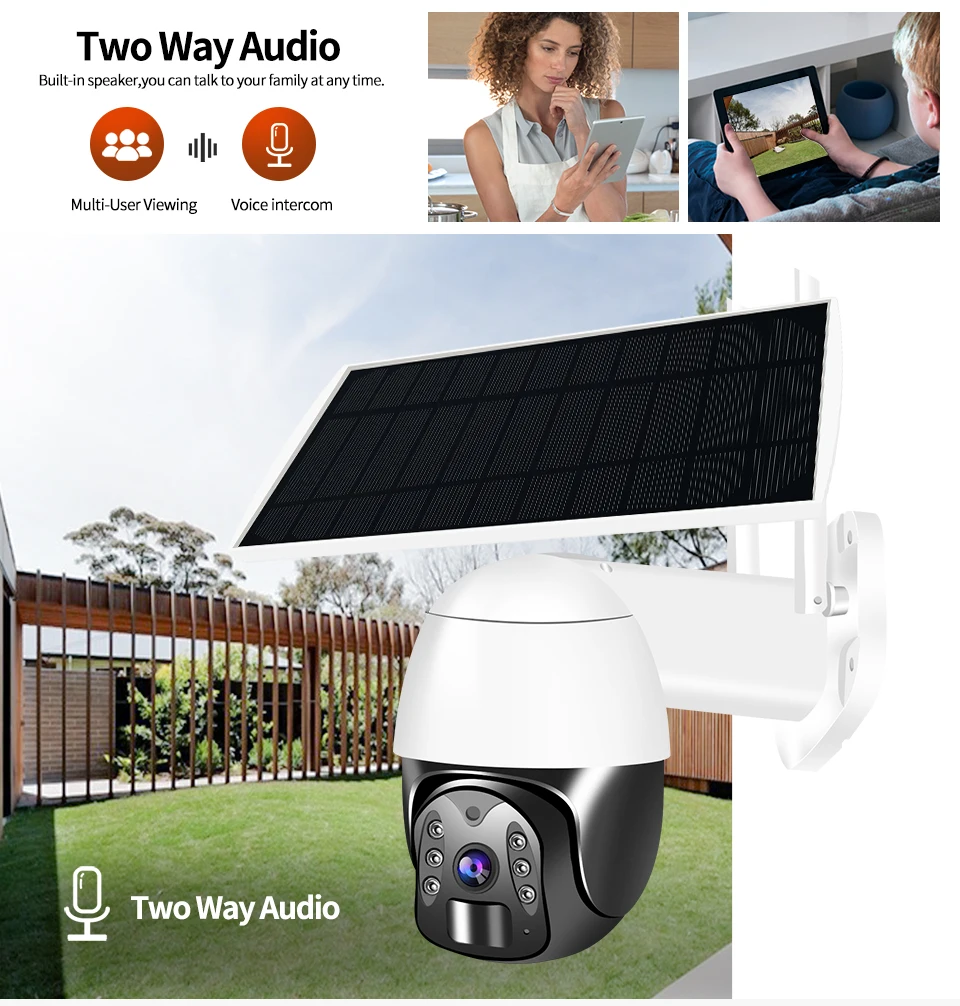 

2MP 1080P Tuya APP 120Degree 4G/WIFI IP Camera Solar Power Wireless PTZ Full Color Home Security Intercom CCTV Baby Monitor