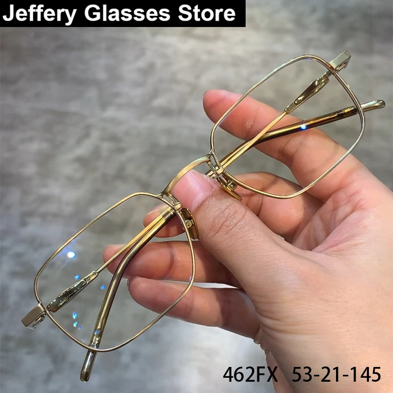 2025 Japanese Pure Titanium Men Rectangle Glasses Frame Ultra-light Business Simple Eyeglasses Brand Design 462FX Square Eyewear