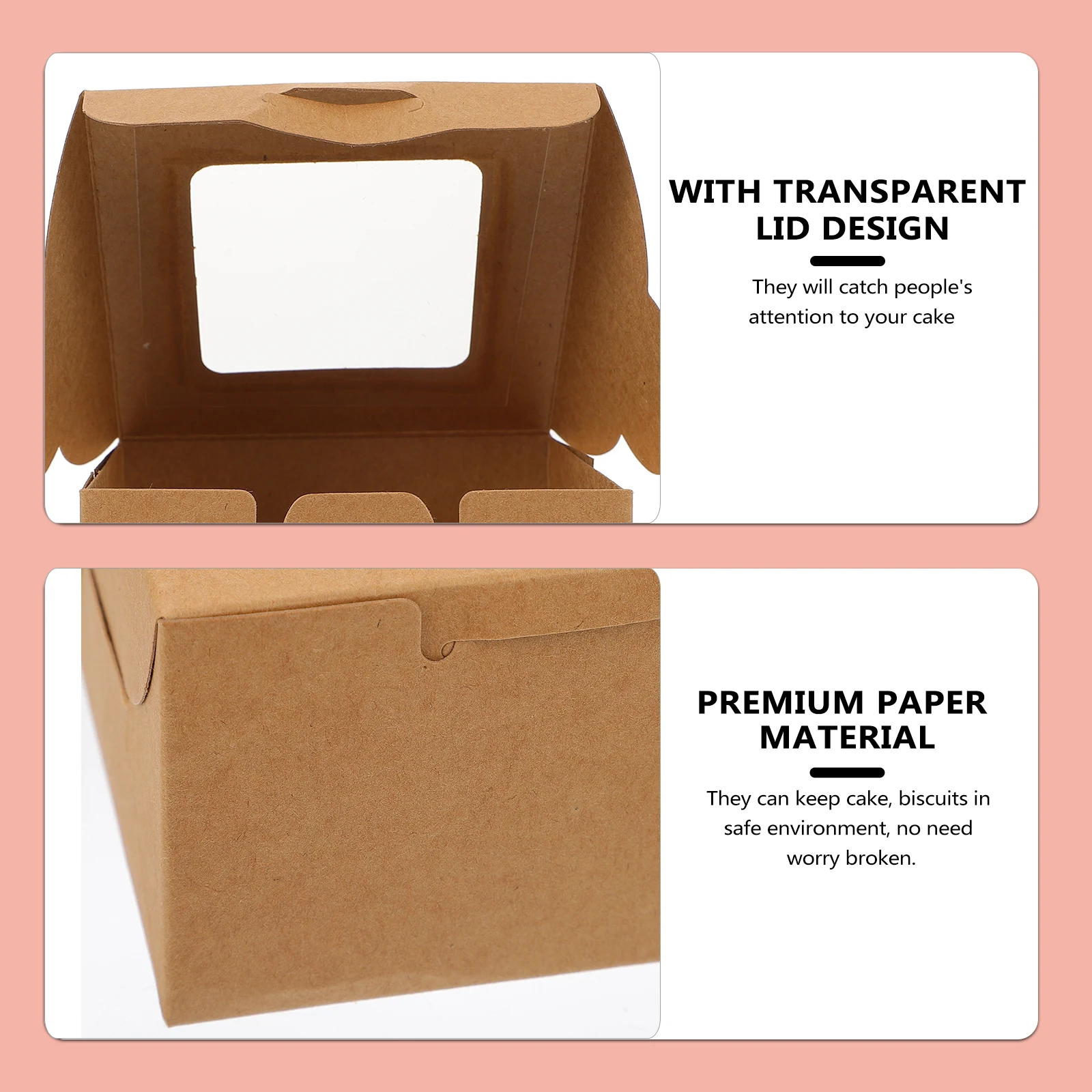 

30Pcs Transparent Lid Cake Packing Box Premium Paper Material Durable Portable Food Storage Container for Sandwich Salad Snacks