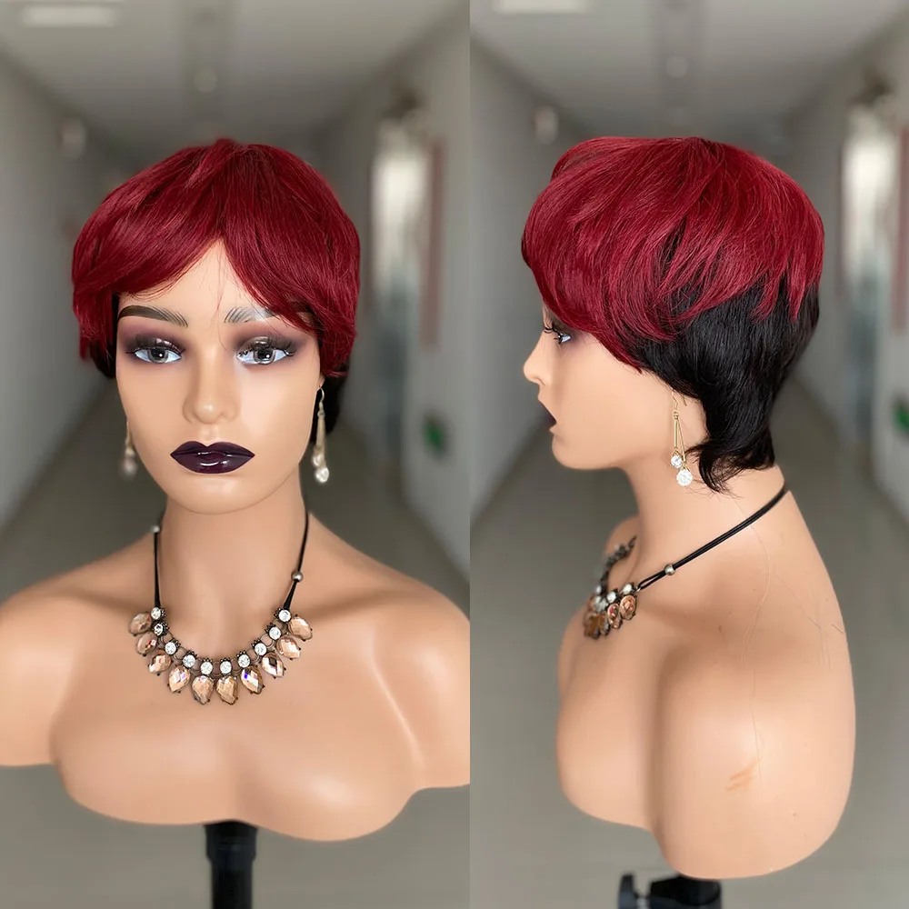 Short Human Hair Wigs, Pixie Cut Straight for Black Women